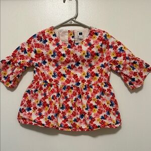 Janie and Jack Floral Kids Blouse - Red, Blue, Yellow